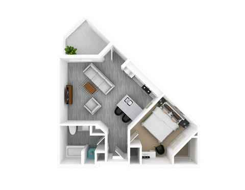 1 Bedroom 1 Bathroom, 739 sq ft, Cherry Blossom II Floorplan at The Whit in Indianapolis, IN 46204